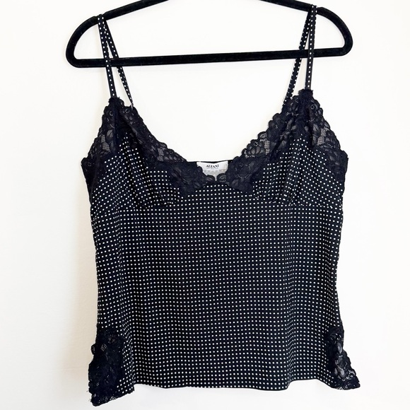 Alfani Two Piece Blue and White Polka Dot Sleepwear Set with Navy Blue Lace Trim - Picture 8 of 14